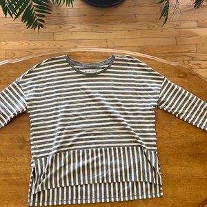 Abercrombie & Fitch Girls Medium Grey cream striped long sleeve top